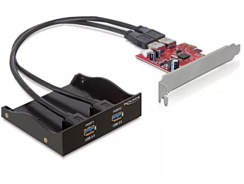 Delock USB 3.0 előlapi panel (2 porttal), PCI Express csatlakozással (DL-61775)