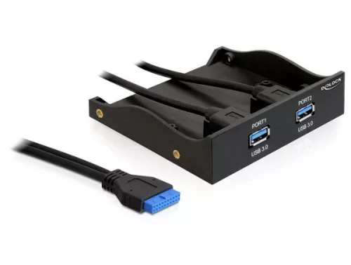 Delock USB 3.0 elülső panel, 2-portos, belső 19 Pin USB 3.0 pin fejes (DL-61896)