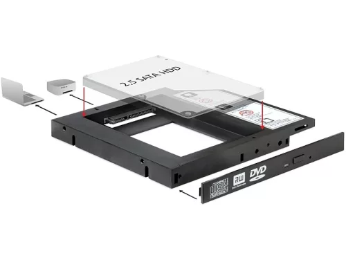 Delock Slim SATA 5.25 illeszto-keret, 1 x 2.5 SATA HDD/SSD-hez (DL-61993)