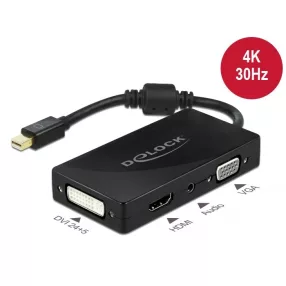   Delock Mini DisplayPort 1.2 adapter - VGA / HDMI / DVI / audio anya 4K passzív fekete (DL-62073)