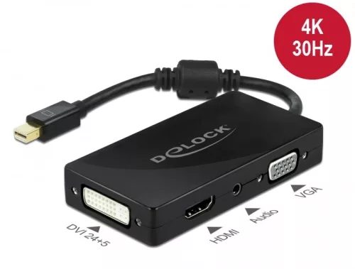 Delock Mini DisplayPort 1.2 adapter - VGA / HDMI / DVI / audio anya 4K passzív fekete (DL-62073)