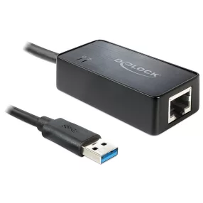   Delock adapter USB 3.0 > Gigabit LAN 10/100/1000 Mb/s, telepítő CD-vel,fekete (DL-62121)