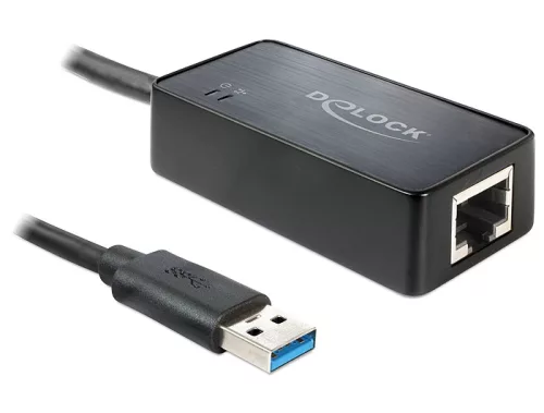 Delock adapter USB 3.0 > Gigabit LAN 10/100/1000 Mb/s, telepítő CD-vel,fekete (DL-62121)