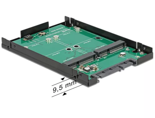 Delock 22 pol. SATA > 2db mSATA 2.5"-s átalakító, RAID funkcióval (DL-62594)