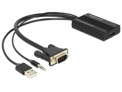 Delock VGA-HDMI adapter audió funkcióval (DL-62597)
