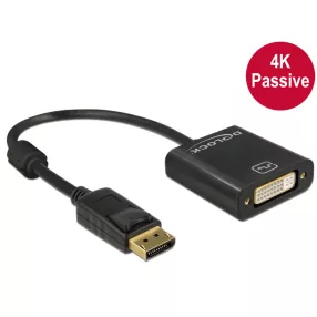   Delock Adapter Displayport 1.2-dugós csatlakozó > DVI-csatlakozóhüvely 4K passzív, fekete (DL-62601)