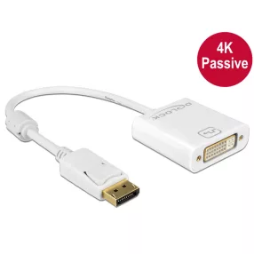   Delock Adapter Displayport 1.2-dugós csatlakozó > DVI-csatlakozóhüvely 4K passzív, fehér (DL-62602)