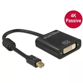   Delock Adapter mini Displayport 1.2-dugós csatlakozó > DVI-csatlakozóhüvely 4K passzív, fekete (DL-62605)