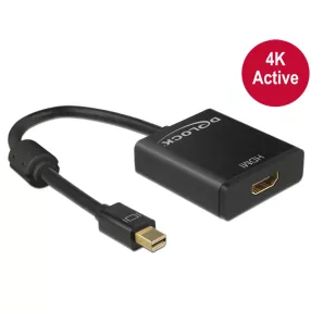   Delock Adapter mini Displayport 1.2-dugós csatlakozó > HDMI-csatlakozóhüvely 4K aktív, 20cm, fekete (DL-62611)