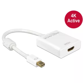   Delock Adapter mini Displayport 1.2-dugós csatlakozó > HDMI-csatlakozóhüvely 4K aktív, 20cm, fehér (DL-62612)