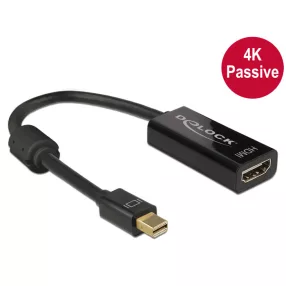   Delock Adapter mini Displayport 1.2-dugós csatlakozó > HDMI-csatlakozóhüvely 4K passzív,20cm, fekete (DL-62613)