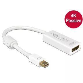   Delock Adapter mini Displayport 1.2-dugós csatlakozó > HDMI-csatlakozóhüvely 4K passzív, 20cm, fehér (DL-62614)