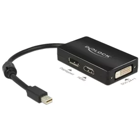   Delock Adapter mini Displayport 1.1-dugós csatlakozó > Displayport / HDMI / DVI passzív fekete (DL-62623)