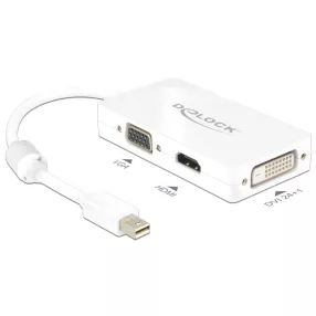   Delock Adapter mini Displayport 1.1-dugós csatlakozó > VGA / HDMI / DVI passzív fehér (DL-62630)