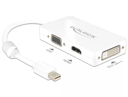 Delock Adapter mini Displayport 1.1-dugós csatlakozó > VGA / HDMI / DVI passzív fehér (DL-62630)