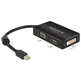   Delock Adapter mini Displayport 1.1-dugós csatlakozó > VGA / HDMI / DVI passzív fekete (DL-62631)