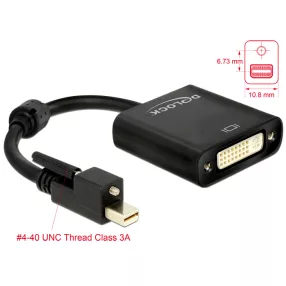   Delock Adapter mini Displayport 1.2-dugós csatlakozó csavarral > DVI-csatlakozóhüvely 4K aktív feket (DL-62639)