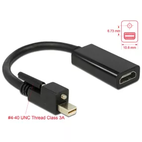  Delock Adapter mini Displayport 1.2-dugós csatlakozó csavarral > HDMI-csatlakozóhüvely 4K aktív feke (DL-62640)