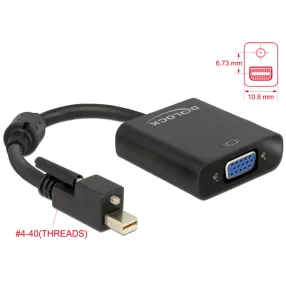   Delock Adapter mini Displayport 1.2-dugós csatlakozó csavarral > VGA-csatlakozóhüvely fekete (DL-62641)