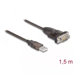   Delock Adapter A-típusú USB 2.0 - 1 x soros RS-232 D-Sub 9 tűs apa anyacsavarokkal 1,5 m (DL-62645)