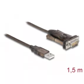   Delock Adapter A-típusú USB 2.0 - 1 x soros RS-232 D-Sub 9 tűs apa csavarokkal 1,5 m (DL-62646)