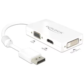   Delock Adapter Displayport 1.1-dugós csatlakozó > VGA / HDMI / DVI-csatlakozóhüvely passzív fehér (DL-62655)