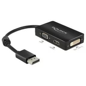   Delock Adapter Displayport 1.1-dugós csatlakozó > VGA / HDMI / DVI-csatlakozóhüvely passzív fekete (DL-62656)