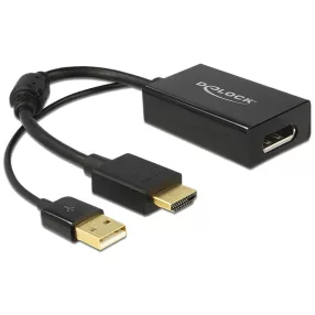   Delock Adapter HDMI-A-dugós csatlakozó > Displayport 1.2-csatlakozóhüvely fekete (DL-62667)