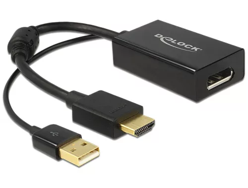 Delock Adapter HDMI-A-dugós csatlakozó > Displayport 1.2-csatlakozóhüvely fekete (DL-62667)