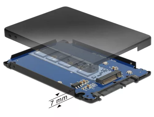 Delock 2,5" átalakító SATA 22 tűs > M.2 NGFF tokozással (DL-62688)