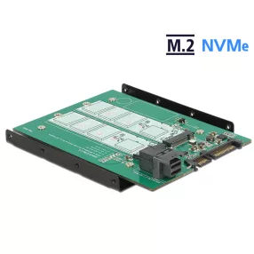   Delock 3.5 -os SATA-átalakító 22 tűs / SFF-8643 NVMe > 1 x M.2 NGFF M aljzat + 1 x M.2 NGFF B aljzat (DL-62704)