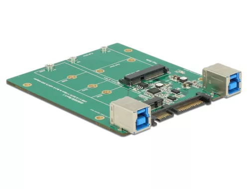 Delock SATA-átalakító / USB 3.1 B-típusú csatlakozóhüvely > M.2 / mSATA nyílás (DL-62732)