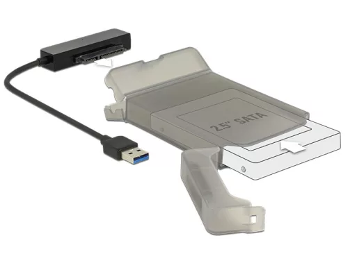 Delock Átalakító USB 3.0-s, A-típusú csatlakozódugó > SATA 6 Gb/s 22 tűs, 2.5 -os védőburkolattal (DL-62742)