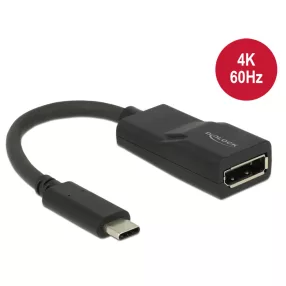   Delock Adapter USB Type-C csatlakozódugóval > Displayport csatlakozóhüvellyel (DP váltakozó mód) 4K (DL-62748)