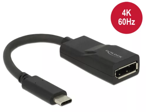Delock Adapter USB Type-C csatlakozódugóval > Displayport csatlakozóhüvellyel (DP váltakozó mód) 4K (DL-62748)
