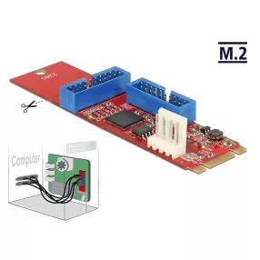   Delock Átalakító, M.2 aljzat B+M nyílással, csatlakozódugó > 2 x USB 3.0-s csatlakozósor (DL-62843)