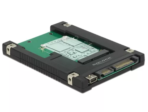 Delock 2.5 -os SATA-átalakító, 22 tus / USB 2.0 Mini-B típusú > 1 x mSATA / Mini PCIe-nyílás (DL-62853)
