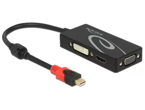 Delock Adapter mini Displayport 1.2-dugós csatlakozó > VGA / HDMI / DVI-csatlakozóhüvely 4K passzív (DL-62855)