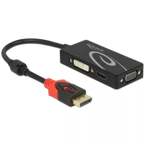   Delock Adapter Displayport 1.2-dugós csatlakozó > VGA / HDMI / DVI-csatlakozóhüvely 4K passzív feket (DL-62902)