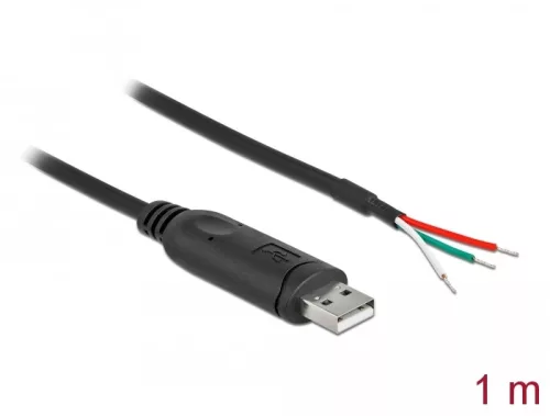 Delock adapterkábel USB 2.0 Type-A és soros RS-232 közötti 3 nyitott vezetékkel 1 m (DL-62930)