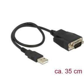   Delock Adapter USB 2.0 A-típusú dugó > 1 x soros RS-232 DB9 apa csavarokkal és csavaranyákkal elektr (DL-62958)