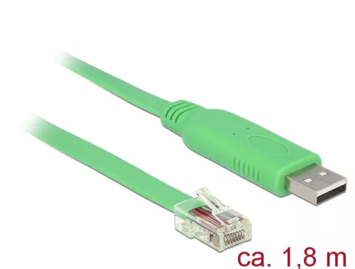 Delock Adapter USB 2.0 A-típusú apa > 1 x soros RS-232 RJ45 apa 1,8 m (DL-62960)