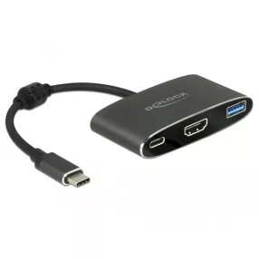   Delock Adapter USB Type-C  apa > HDMI anya (DP Alt mód) 4K 30 Hz + USB A-típusú + USB Type-C  PD (DL-62991)