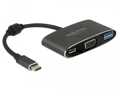 Delock Adapter USB Type-C  apa > VGA anya (DP Alt mód) + USB A-típusú + USB Type-C  PD (DL-62992)