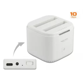   Delock USB Type-C  3.2 Dokkoló állomás 2 x 2.5  SATA HDD / SSD-hez klón funkcióval (DL-63084)