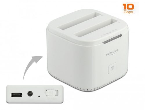 Delock USB Type-C  3.2 Dokkoló állomás 2 x 2.5  SATA HDD / SSD-hez klón funkcióval