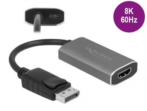 Delock Aktív DisplayPort 1.4 - HDMI adapter 8K HDR funkcióval (DL-63118)