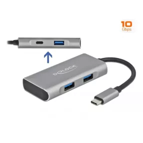   Delock Külső USB 3.2 Gen 2 USB Type-C  hub 3 A-típusú és 1 USB Type-C  csatlakozó felülettel (DL-63261)