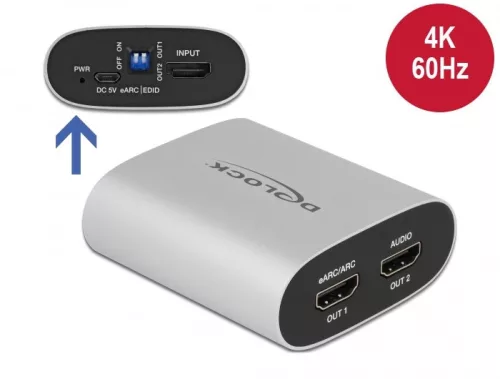 Delock HDMI HD Audio Extractor 4K 60 Hz - HDMI eARC segítségével (DL-63332)