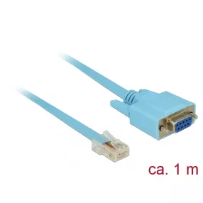   Delock RS-232 DB9 típusú adapter anya > 1 x RS-232 RJ45 soros apa 1 m (DL-63341)